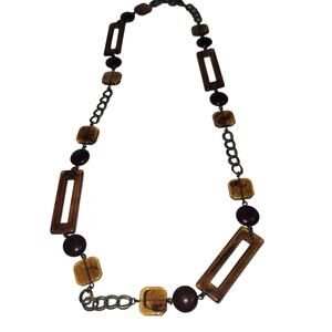 Vintage Costume Jewelry Fashion Icon BE DIFFERENT Necklace Geometric Brown